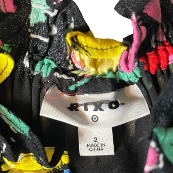 NWT Rixo X Target Black Floral Ruffle Puff Sleeves Trim Off Shoulder Maxi Dress - Picture 6 of 10